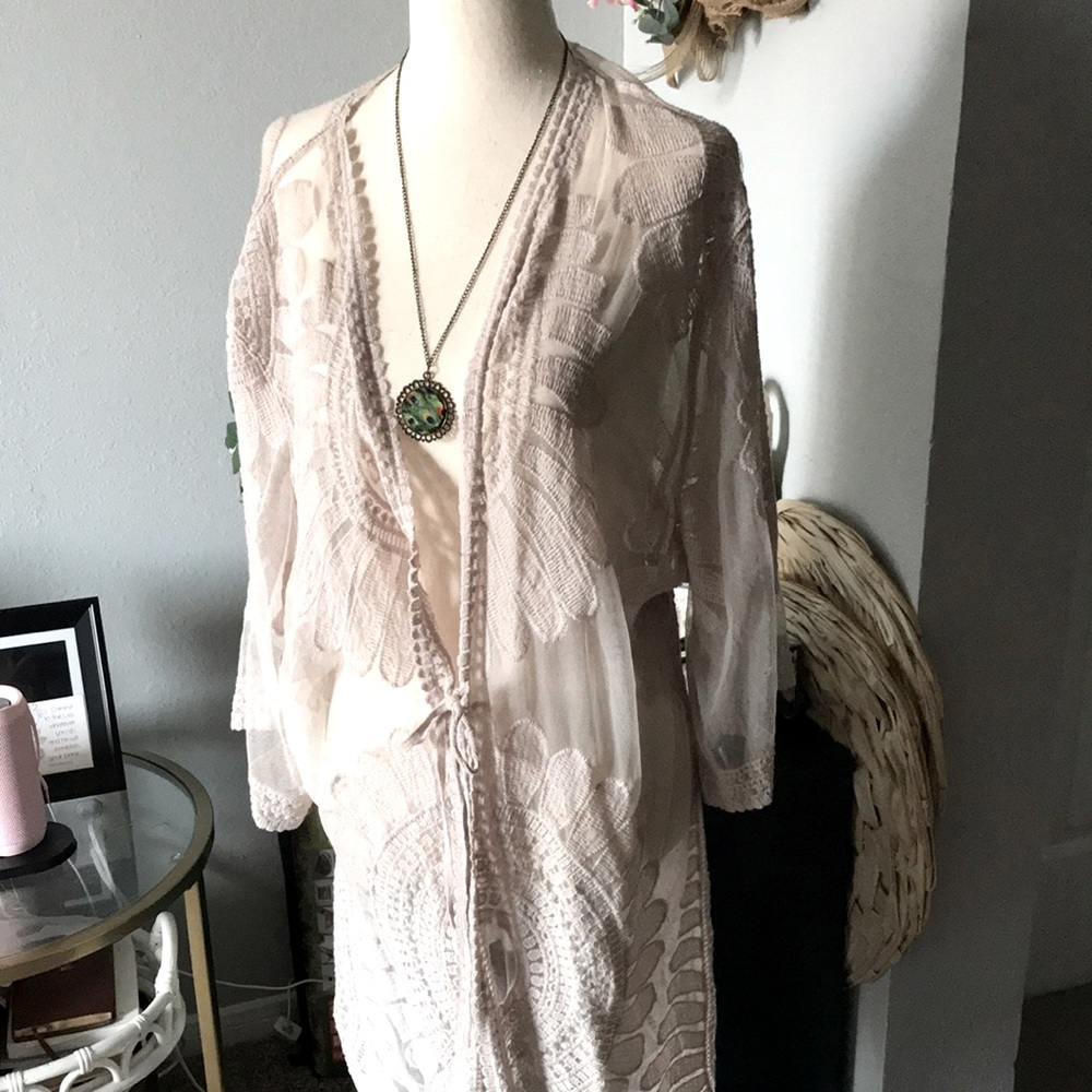 Summer Bohemian Swim Cover Up Natural Textured LIKE NEW FINAL SALE Med - Picture 1 of 9
